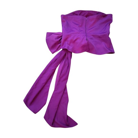 Anthropologie Atsu Strapless Bow Top Purple Medium Tube Corsage - Picture 3 of 10